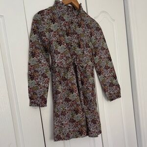Emile et Ida Brown and Olive Floral dress size 12 girl. cotton Liberty of London